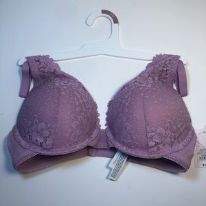 Auden Dancing Orchid Plunge Coverage Push up Lace Bra Size 32D New With Tags